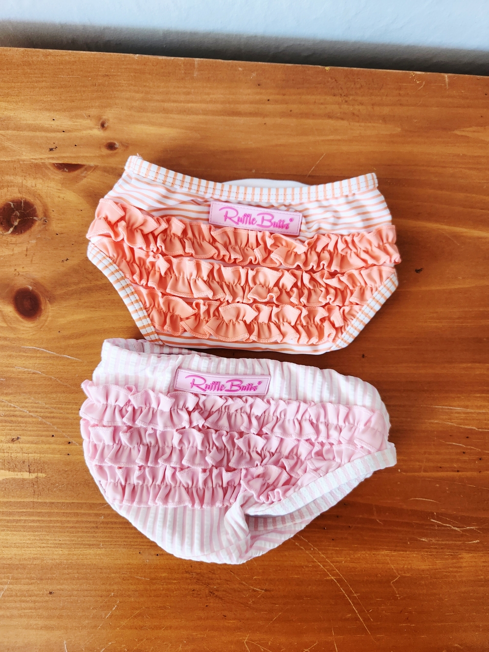 Ruffle Butts 3-6m Peach & Pink Ruffle Swim Bottoms